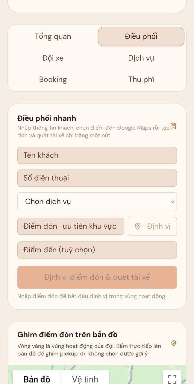 QUẢN LÝ ĐẶT XE CHO CHỦ ĐỘI